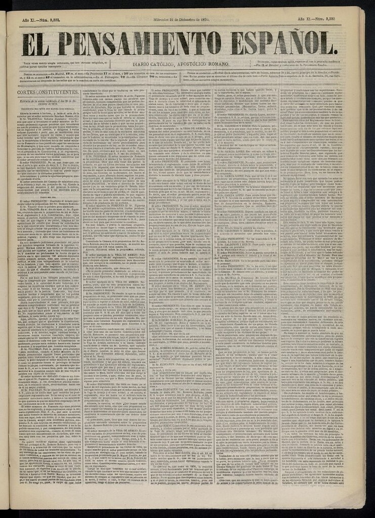 Miniatura de El Pensamiento Español del 21 de diciembre de 1870, nº 3332