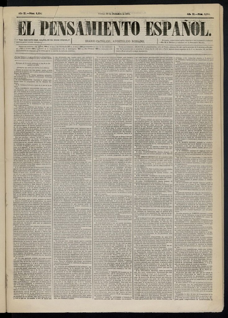 Miniatura de El Pensamiento Español del 23 de diciembre de 1870, nº 3334