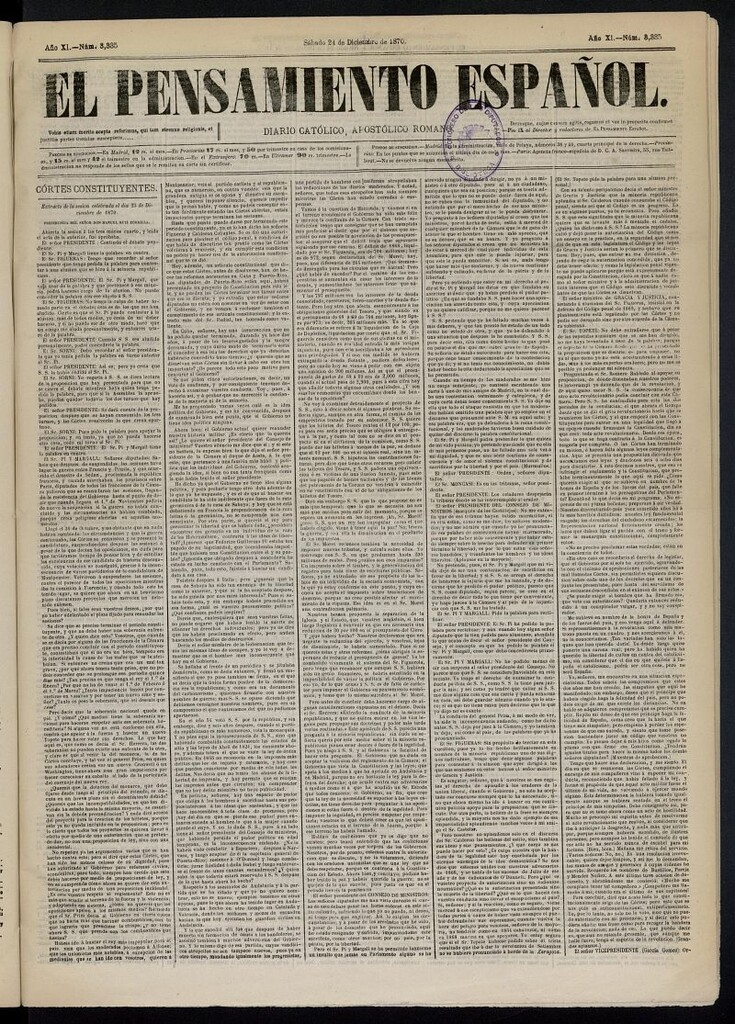 Miniatura de El Pensamiento Español del 24 de diciembre de 1870, nº 3335