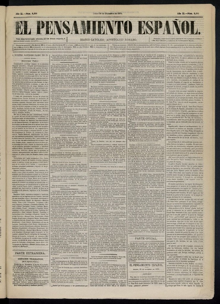 Miniatura de El Pensamiento Español del 26 de diciembre de 1870, nº 3336
