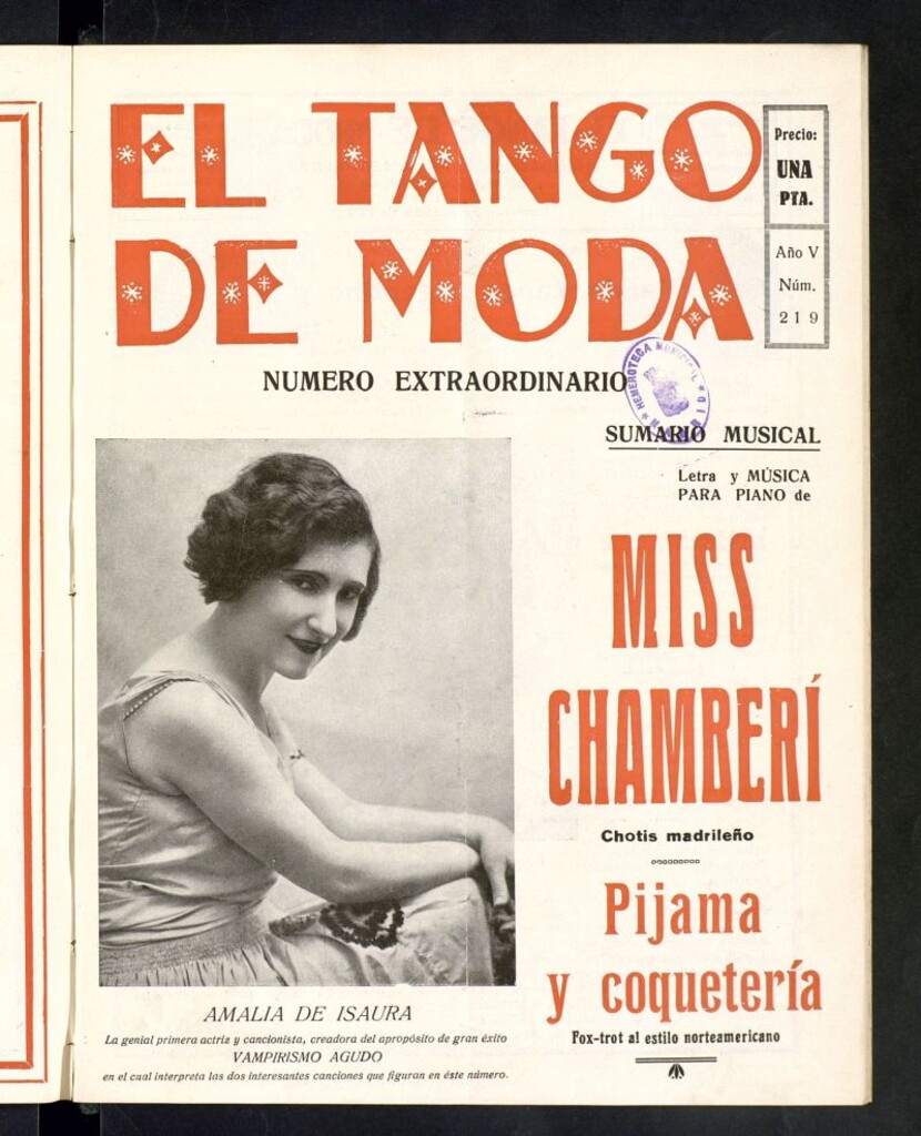Miniatura de El Tango de Moda : revista popular hispano-americana. Aparece los sábados. Nº 219