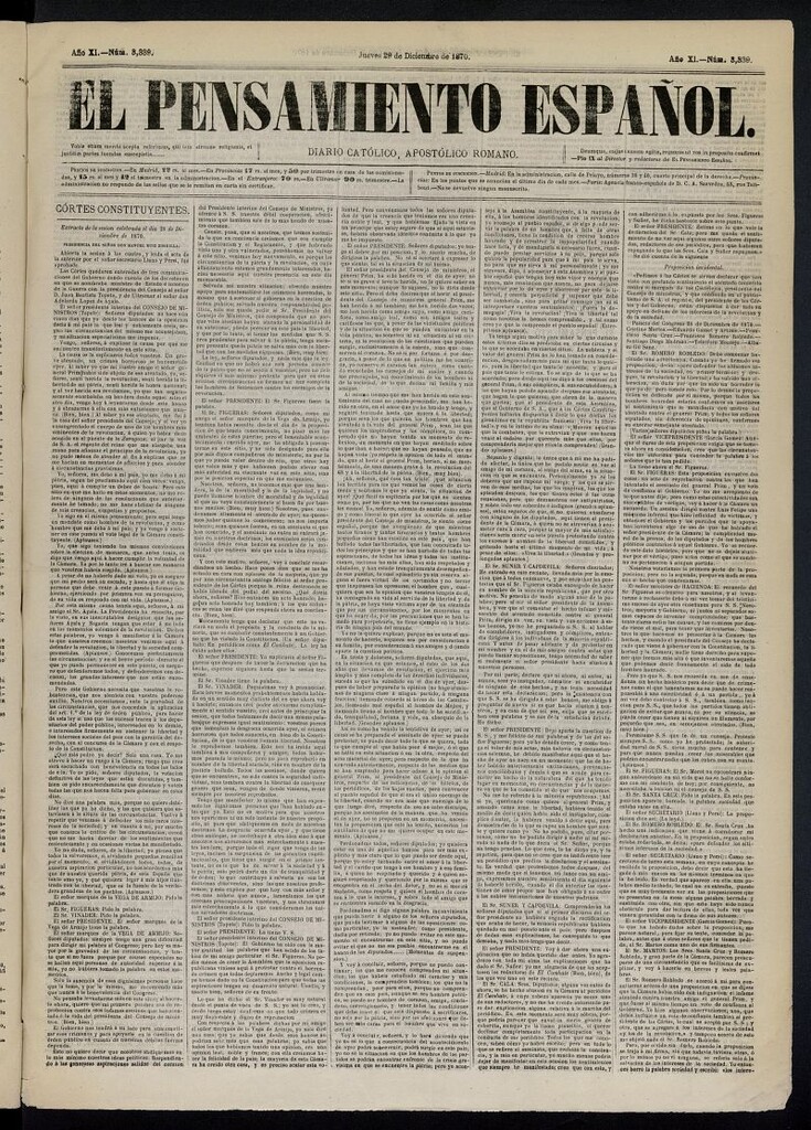 Miniatura de El Pensamiento Español del 29 de diciembre de 1870, nº 3339