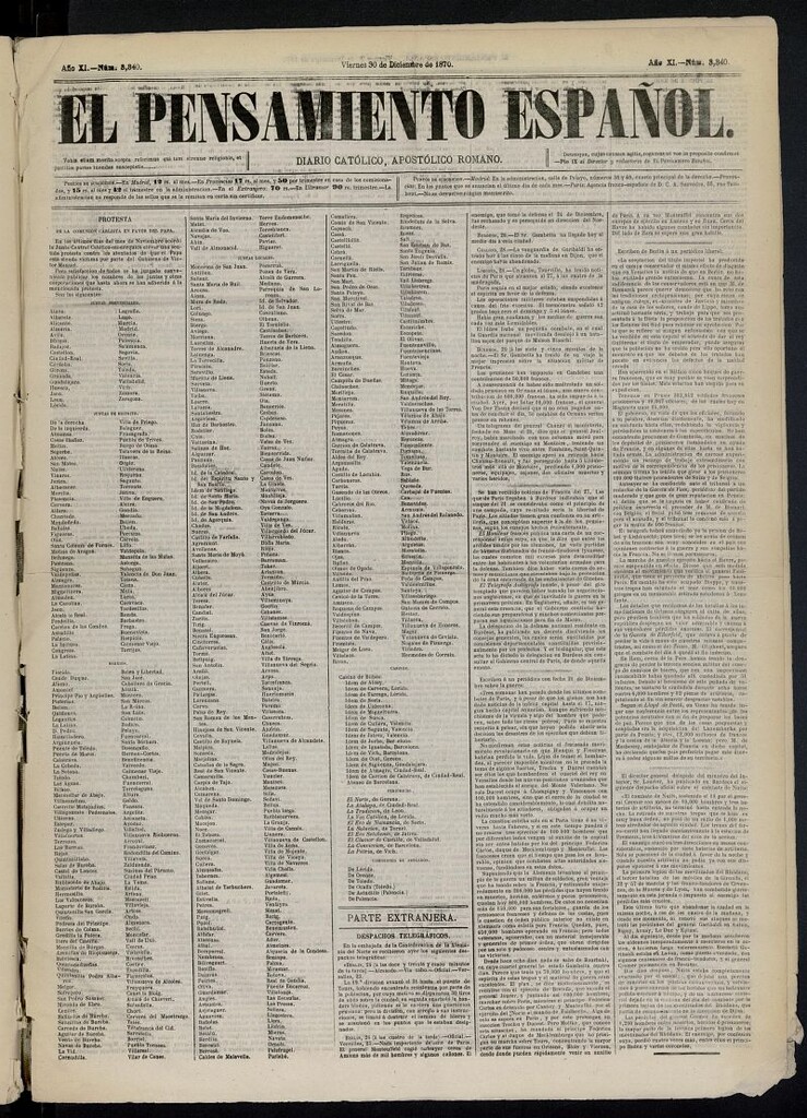 Miniatura de El Pensamiento Español del 30 de diciembre de 1870, nº 3340