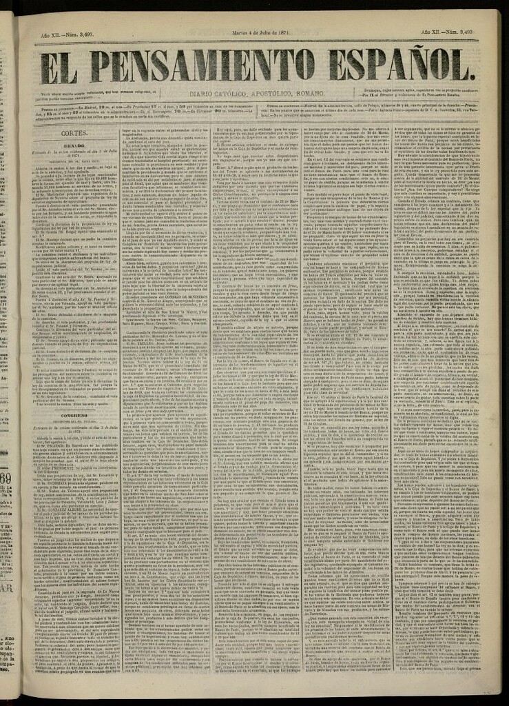 Miniatura de El Pensamiento Español del 4 de julio de 1871, nº 3493