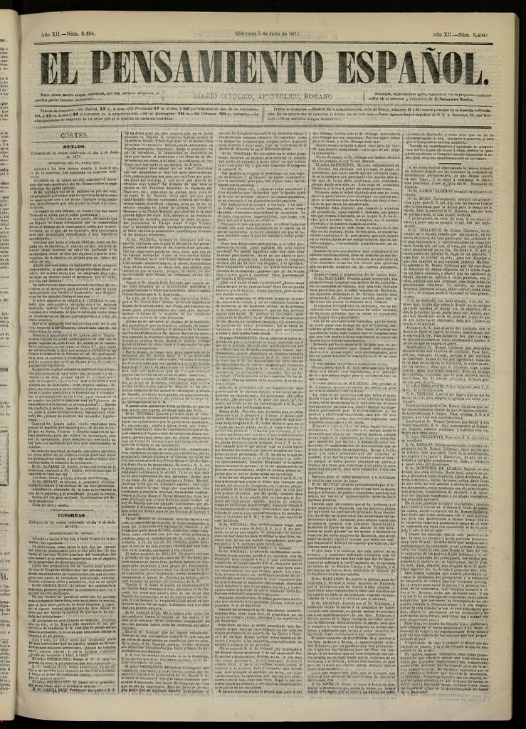 Miniatura de El Pensamiento Español del 5 de julio de 1871, nº 3494