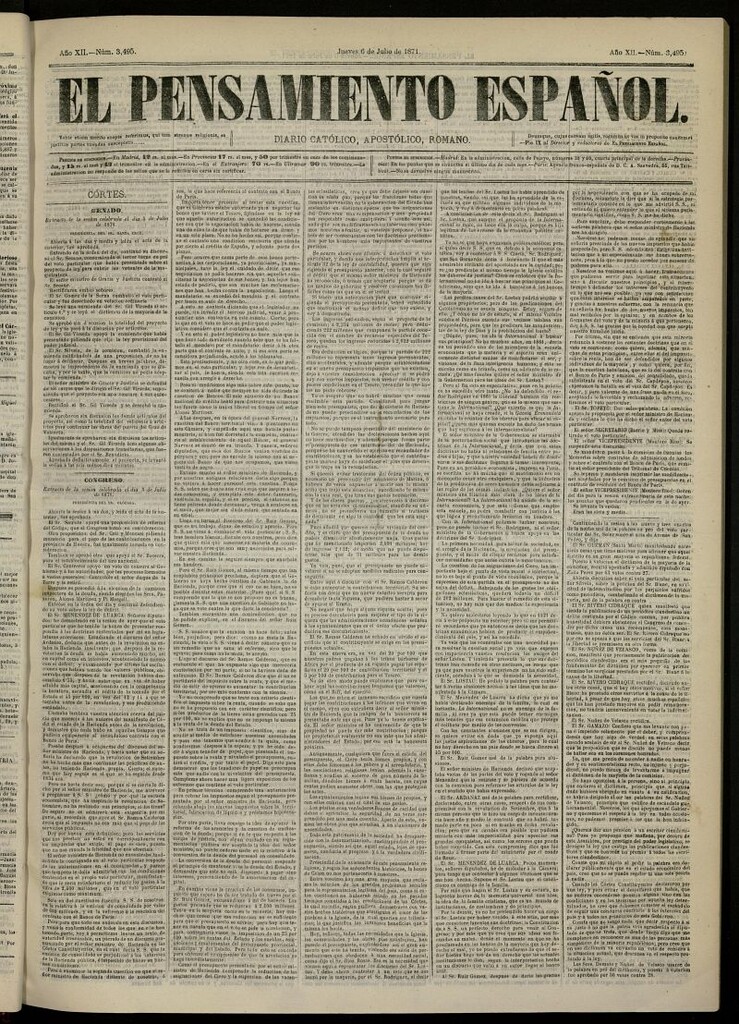 Miniatura de El Pensamiento Español del 6 de julio de 1871, nº 3495