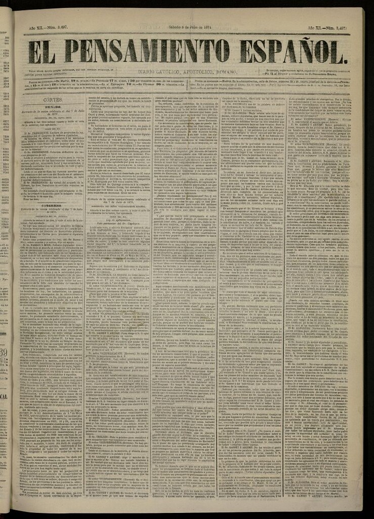 Miniatura de El Pensamiento Español del 8 de julio de 1871, nº 3497