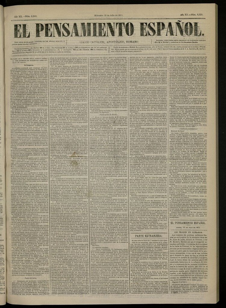 Miniatura de El Pensamiento Español del 12 de julio de 1871, nº 3500