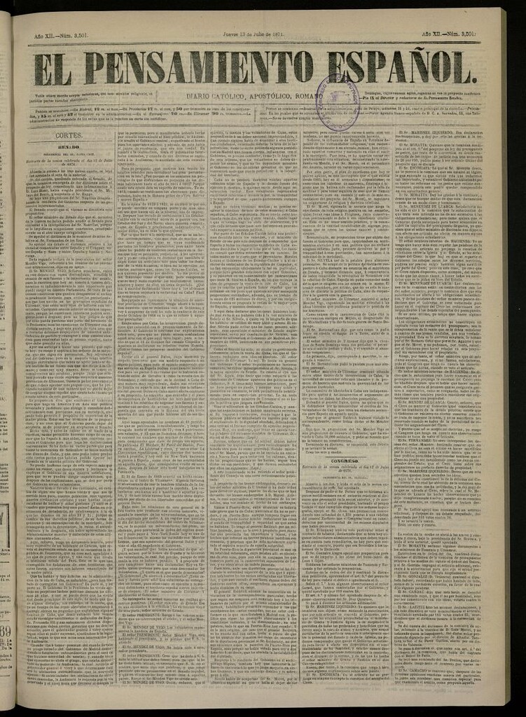 Miniatura de El Pensamiento Español del 13 de julio de 1871, nº 3501