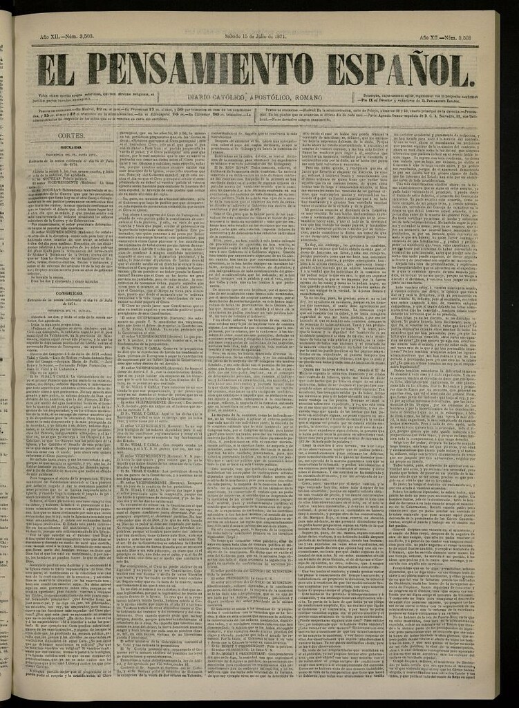 Miniatura de El Pensamiento Español del 15 de julio de 1871, nº 3503