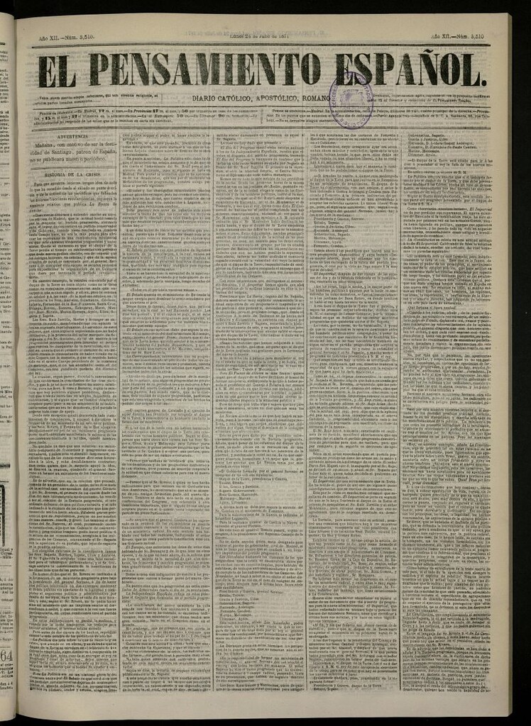 Miniatura de El Pensamiento Español del 24 de julio de 1871, nº 3510
