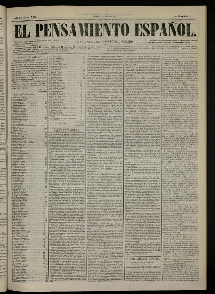 Miniatura de El Pensamiento Español del 27 de julio de 1871, nº 3512