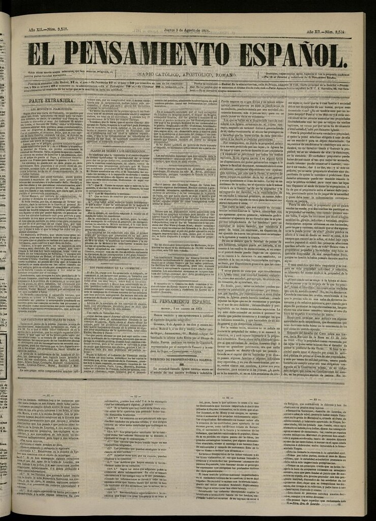Miniatura de El Pensamiento Español del 3 de agosto de 1871, nº 3518
