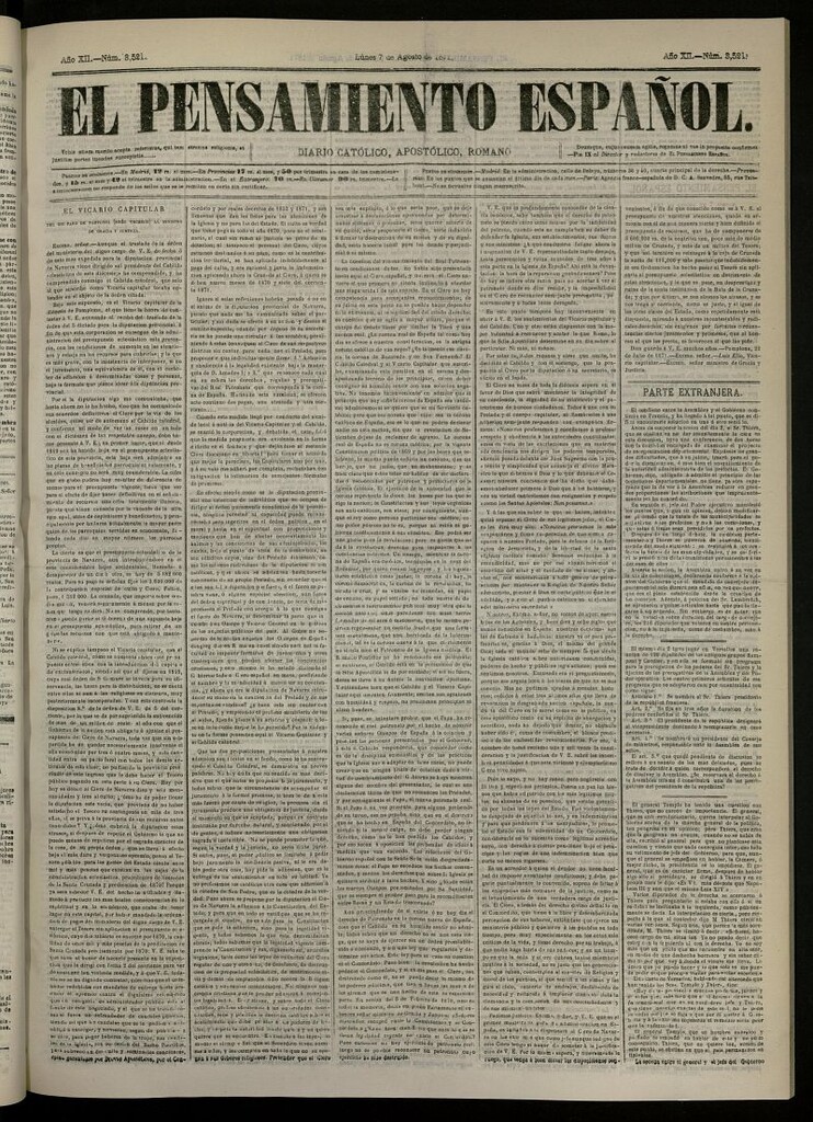 Miniatura de El Pensamiento Español del 7 de agosto de 1871, nº 3521