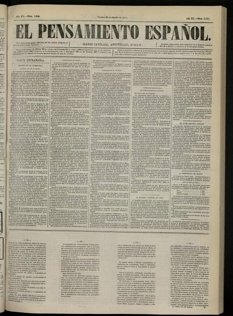 Miniatura de El Pensamiento Español del 25 de agosto de 1871, nº 3536