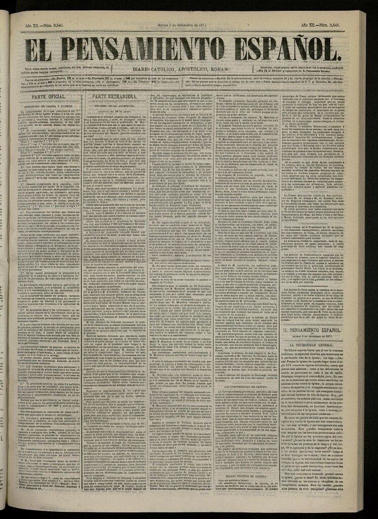 Miniatura de El Pensamiento Español del 5 de septiembre de 1871, nº 3545