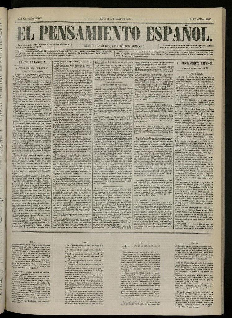 Miniatura de El Pensamiento Español del 12 de septiembre de 1871, nº 3550