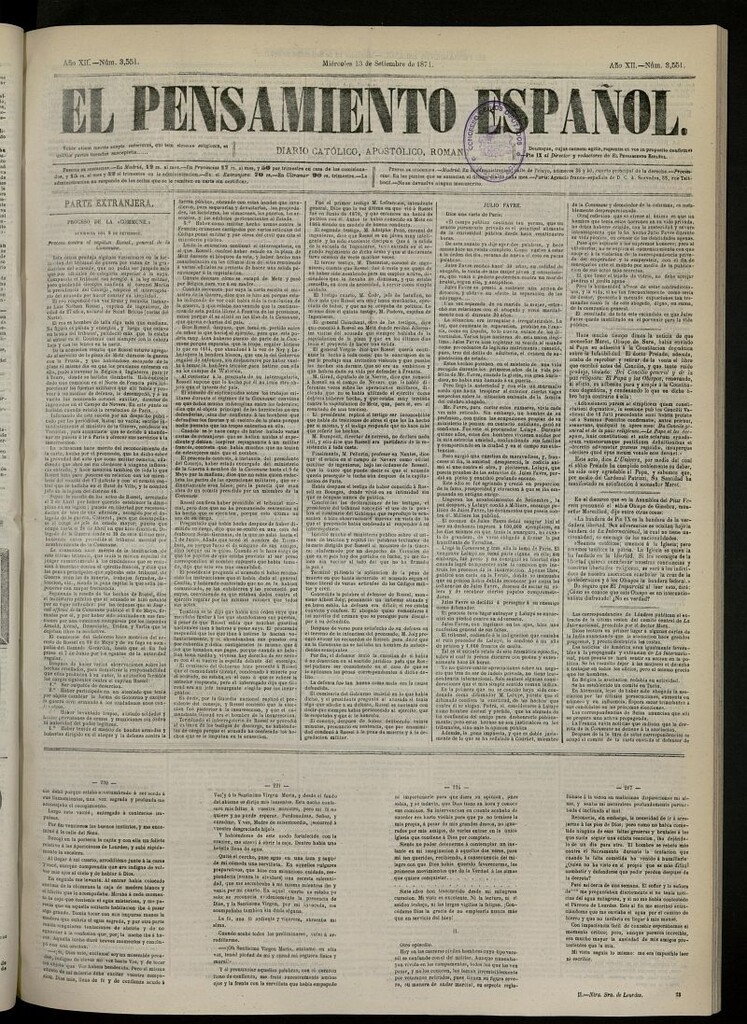 Miniatura de El Pensamiento Español del 13 de septiembre de 1871, nº 3551