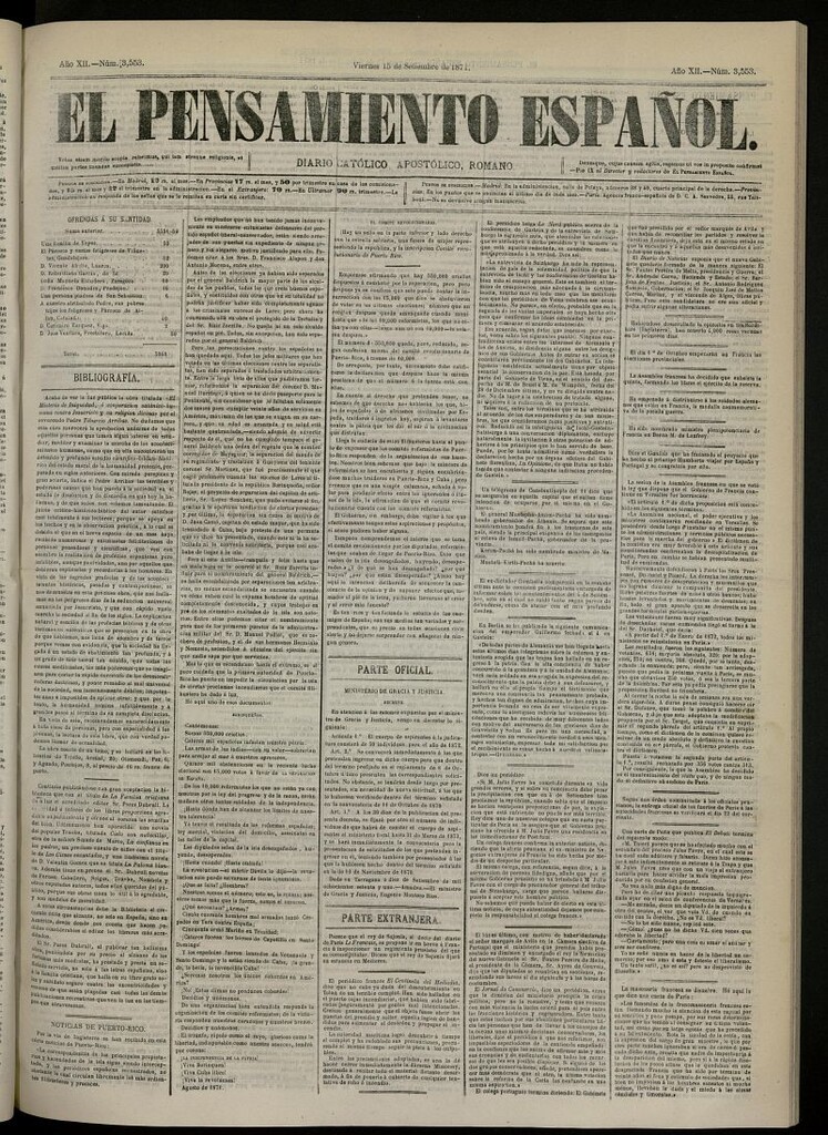 Miniatura de El Pensamiento Español del 15 de septiembre de 1871, nº 3553