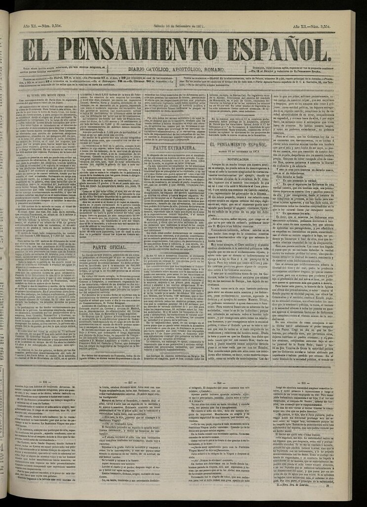 Miniatura de El Pensamiento Españoldel 16 de septiembre de 1871, nº 3554