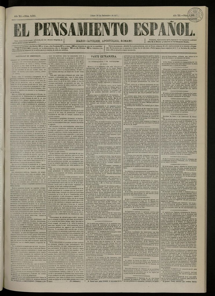 Miniatura de El Pensamiento Español del 18 de septiembre de 1871, nº 3555