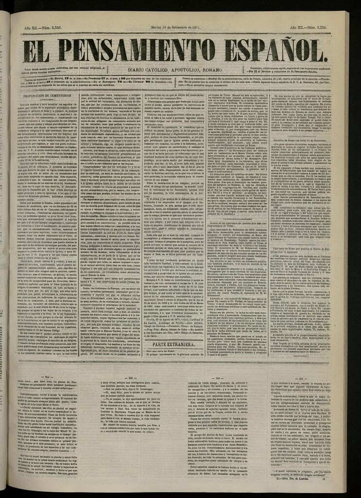 Miniatura de El Pensamiento Español del 19 de septiembre de 1871, nº 3556