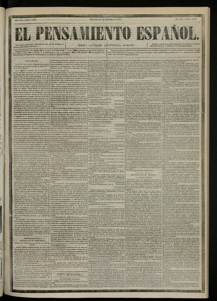 Miniatura de El Pensamiento Español del 20 de septiembre de 1871, nº 3557