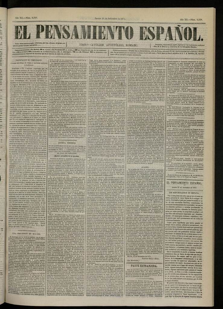 Miniatura de El Pensamiento Español del 21 de septiembre de 1871, nº 3558
