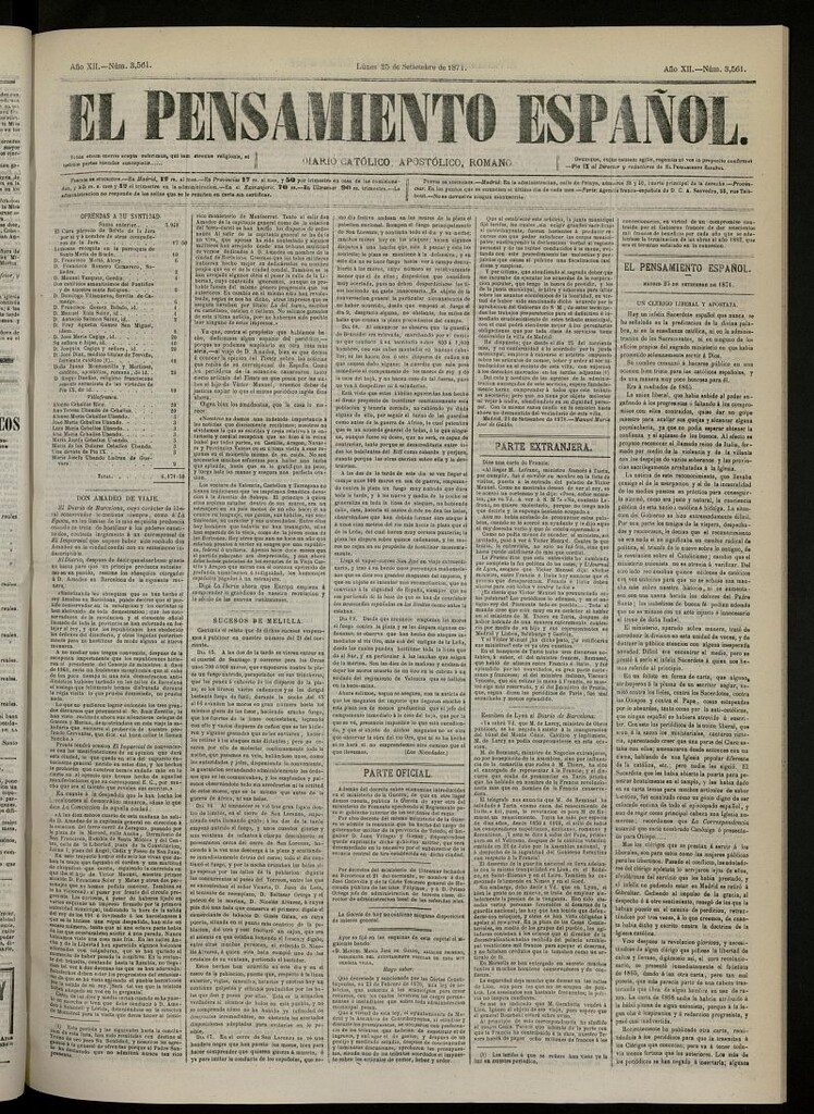Miniatura de El Pensamiento Español del 25 de septiembre de 1871, nº 3561