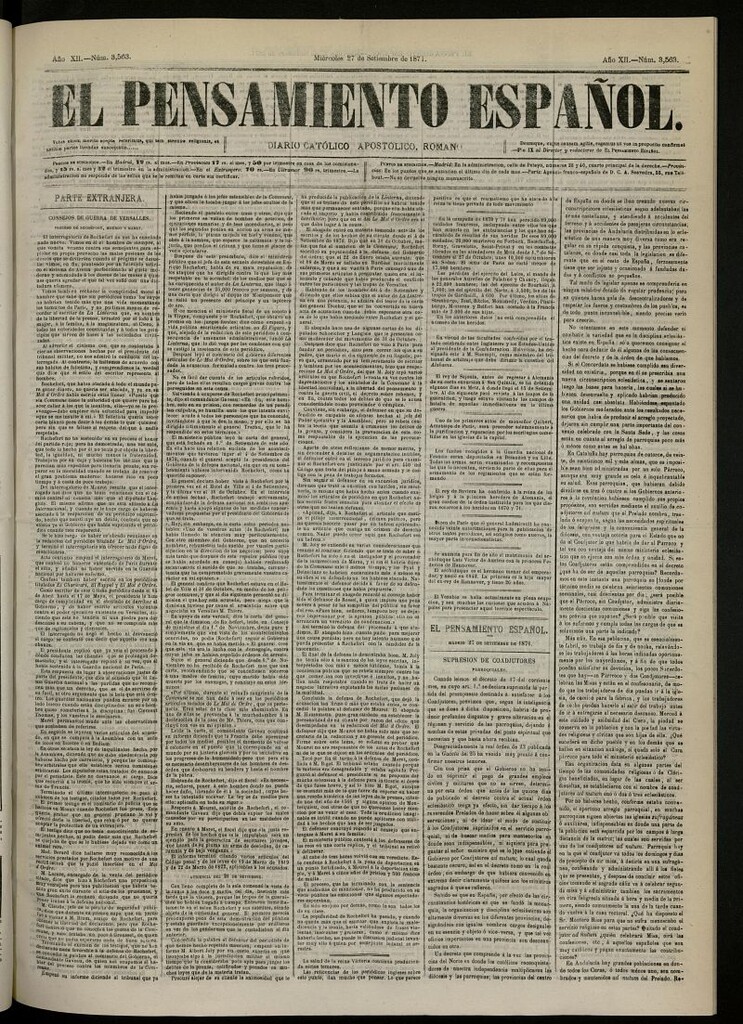 Miniatura de El Pensamiento Español del 27 de septiembre de 1871, nº 3563