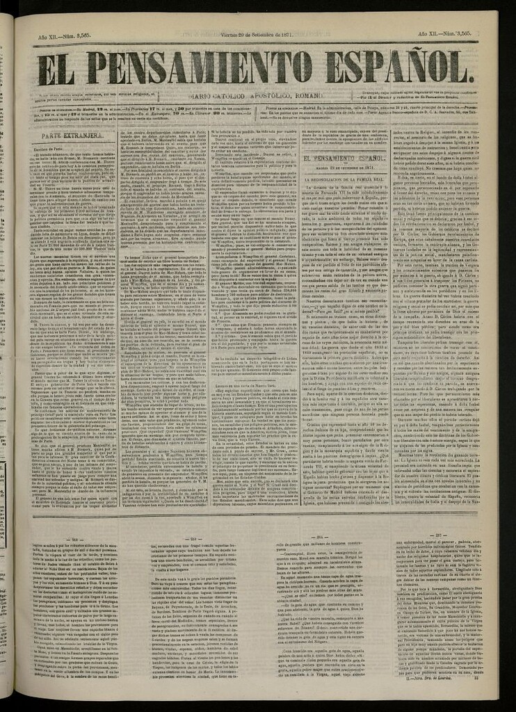 Miniatura de El Pensamiento Español del 29 de septiembre de 1871,nº 3565