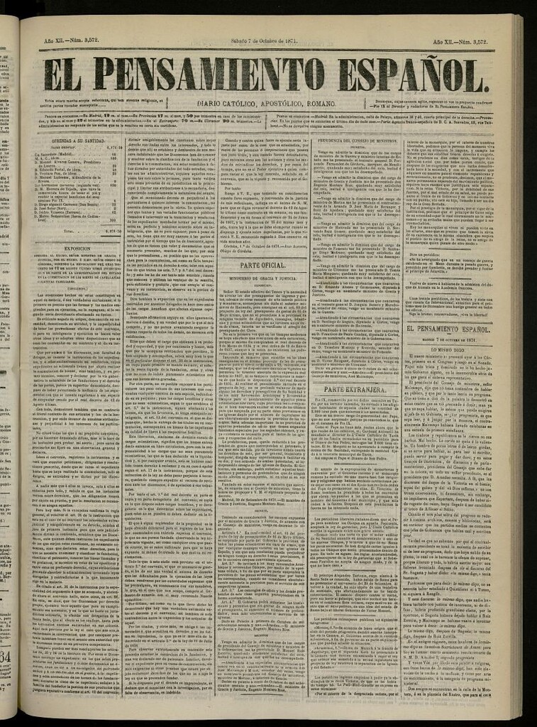 Miniatura de El Pensamiento Español del 7 de octubre de 1871, nº 3572