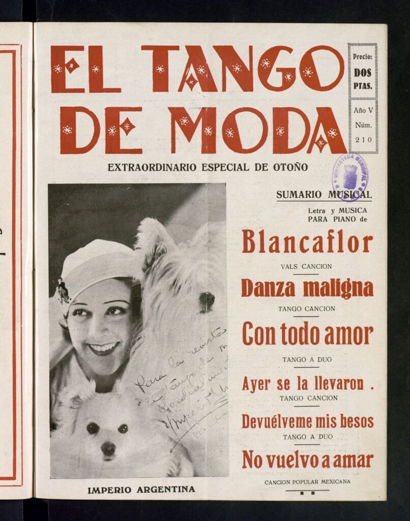 Miniatura de El Tango de Moda : revista popular hispano-americana. Aparece los sábados. Nº 210