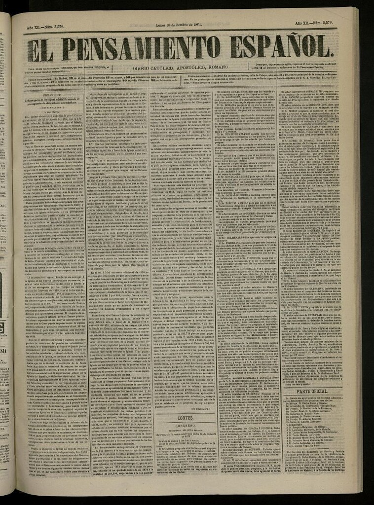 Miniatura de El Pensamiento Español del 16 de octubre de 1871, nº 3579
