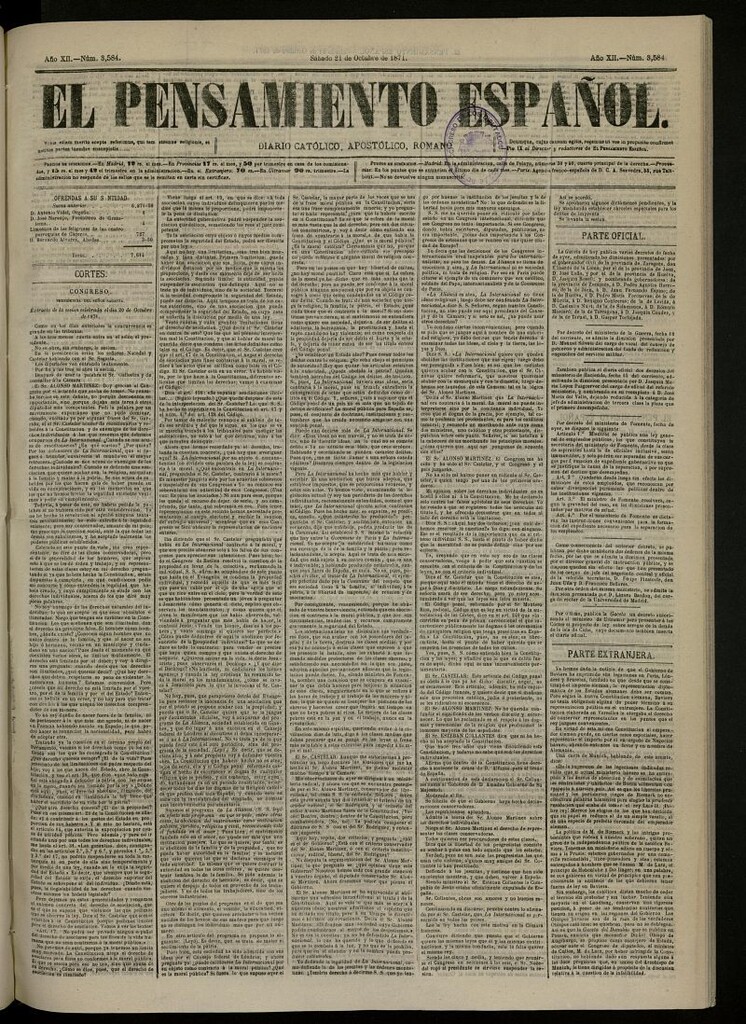 Miniatura de El Pensamiento Español del 21 de octubre de 1871, nº 3584