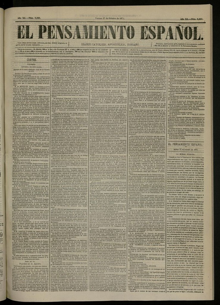 Miniatura de El Pensamiento Españo del 27 de octubre de 1871, nº 3589