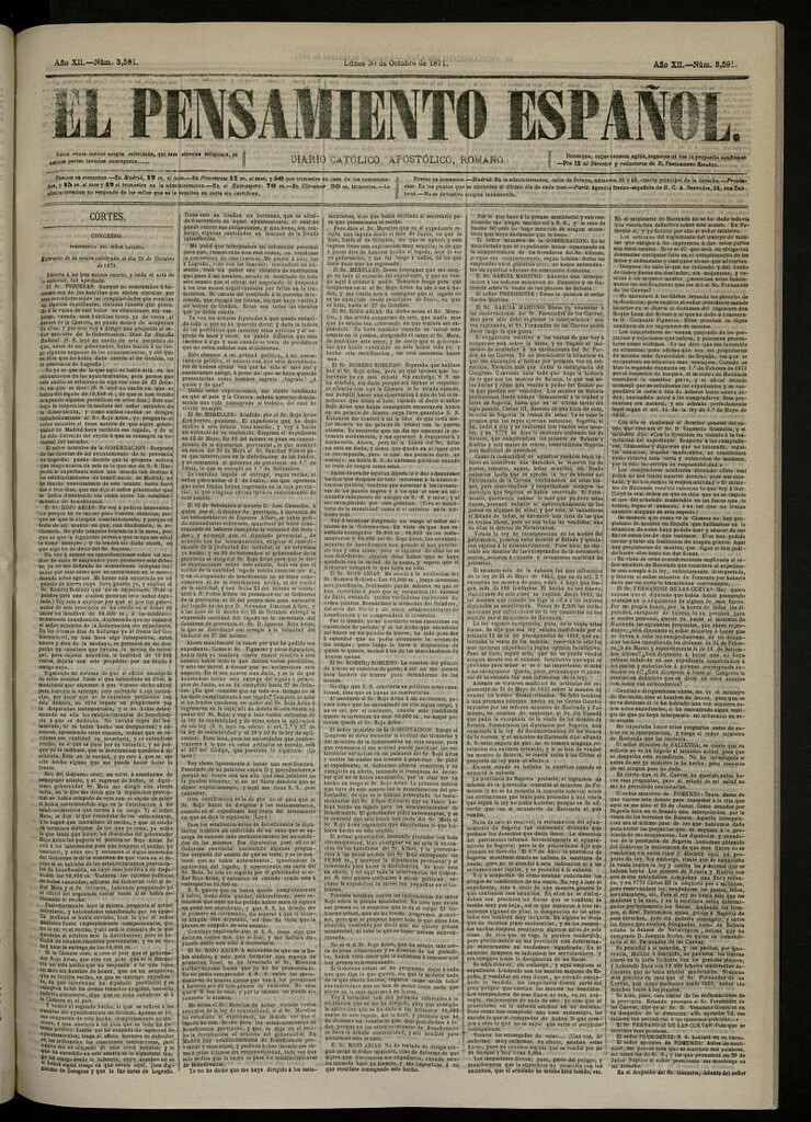 Miniatura de El Pensamiento Español del 30 de octubre de 1871, nº 3591