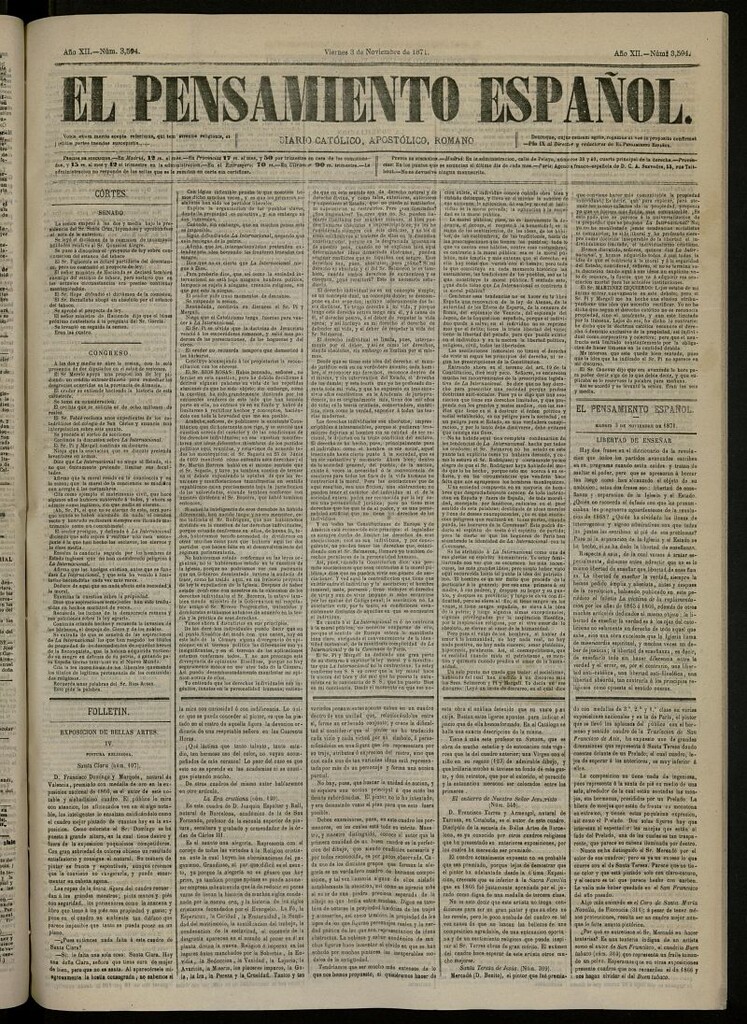 Miniatura de El Pensamiento Español del 3 de noviembre de 1871, nº 3594