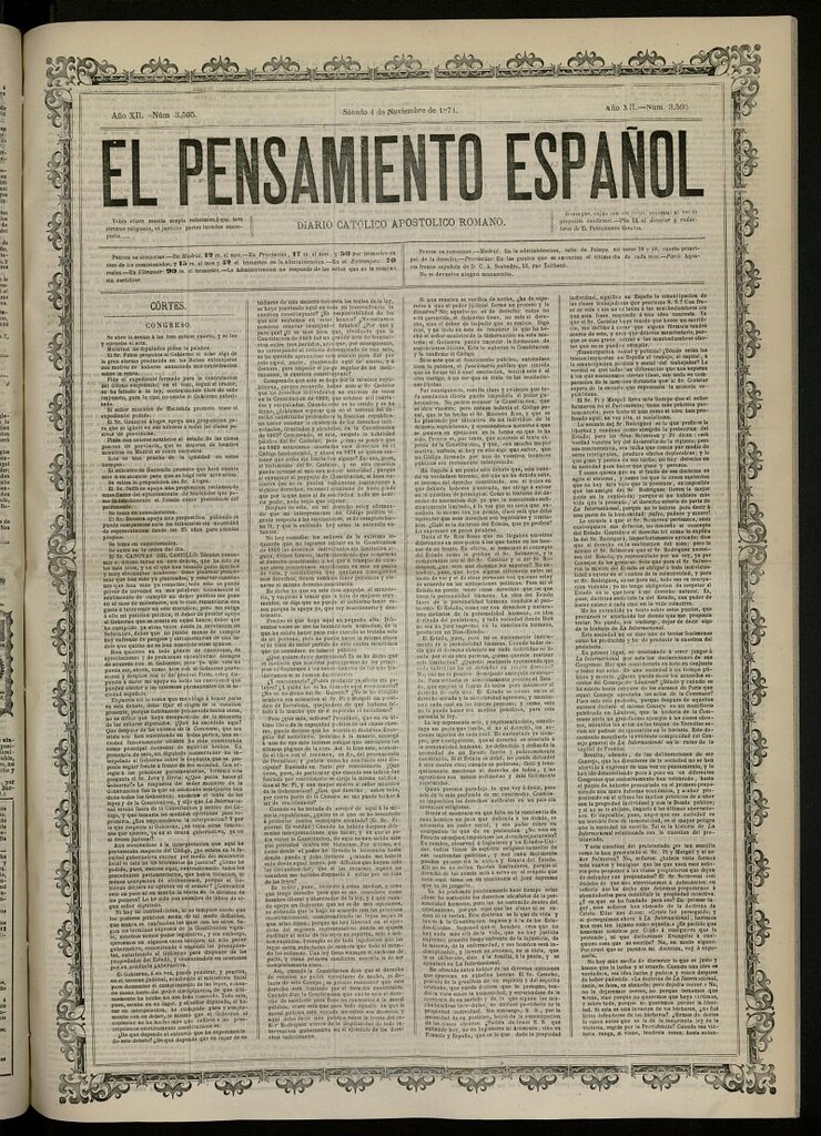 Miniatura de El Pensamiento Español del 4 de noviembre de 1871, nº 3595