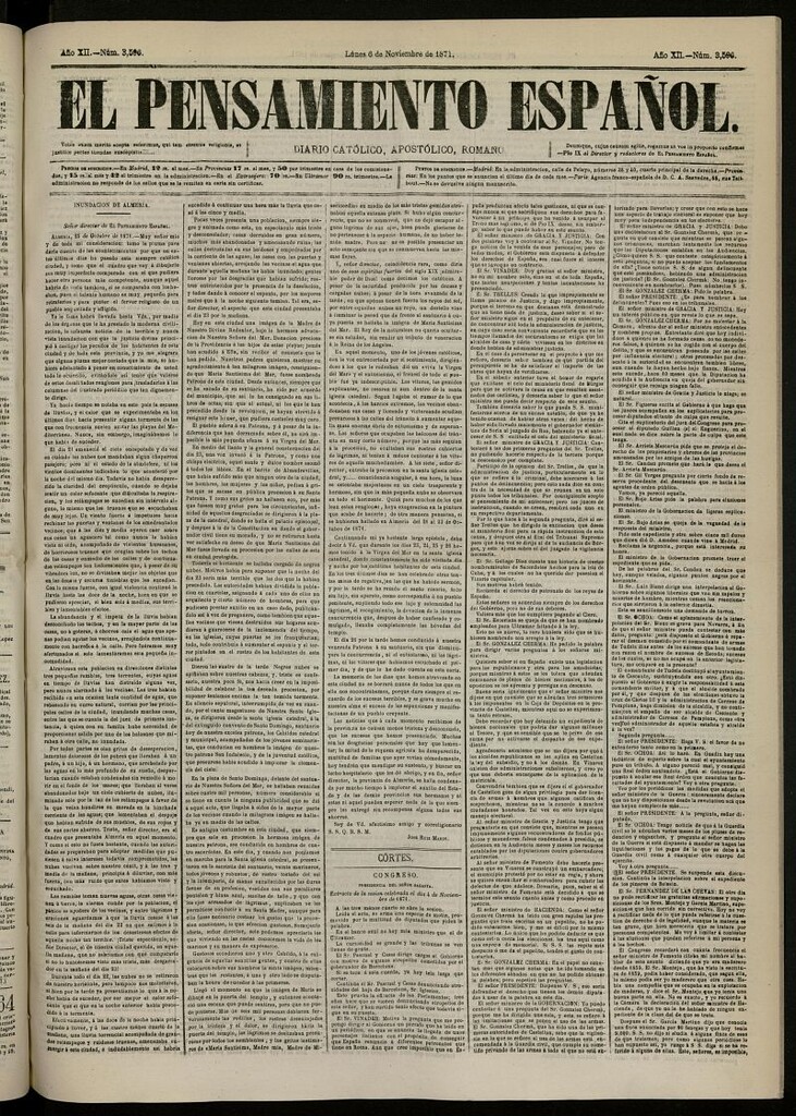 Miniatura de El Pensamiento Español del 6 de noviembre de 1871, nº 3596