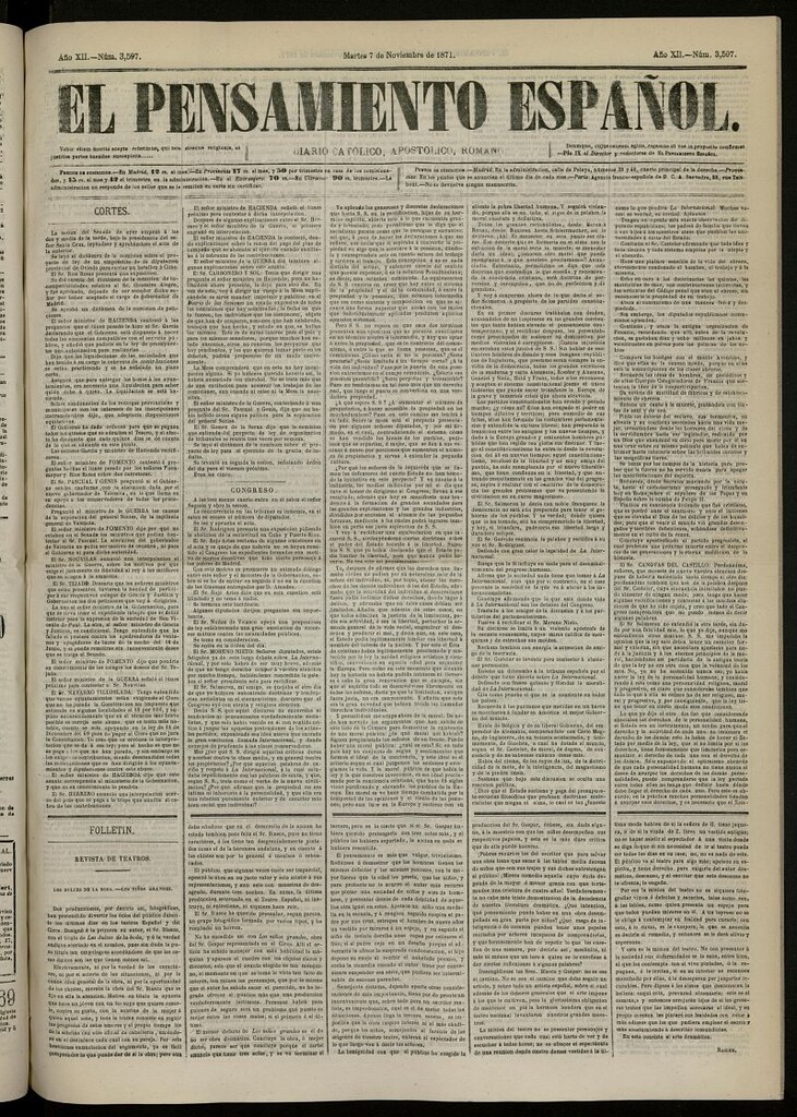 Miniatura de El Pensamiento Español del 7 de noviembre de 1871, nº 3597