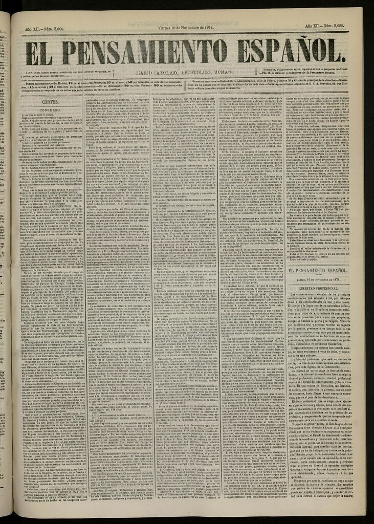 Miniatura de El Pensamiento Español del 10 de noviembre de 1871, nº 3600