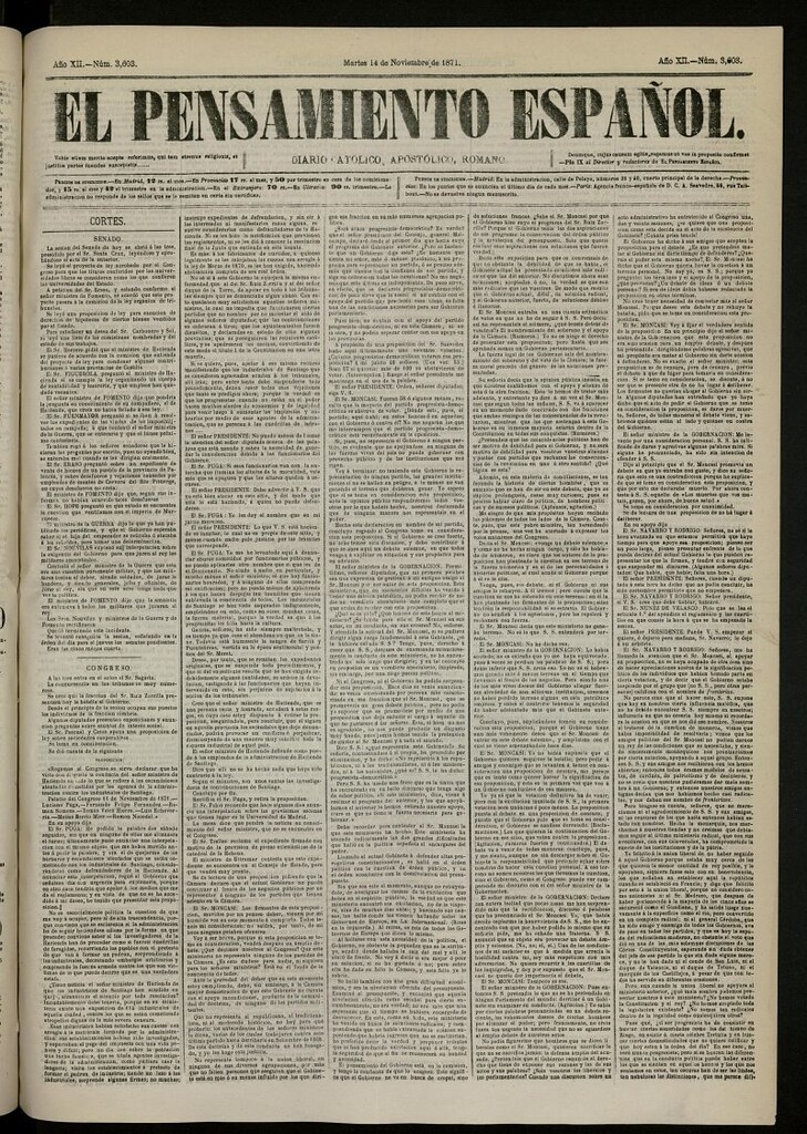 Miniatura de El Pensamiento Español del 14 de noviembre de 1871, nº 3603