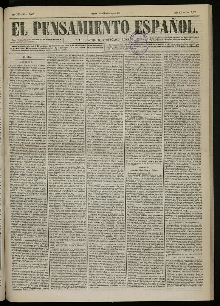 Miniatura de El Pensamiento Español del 16 de noviembre de 1871, nº 3605