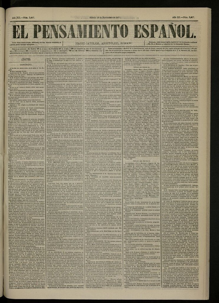 Miniatura de El Pensamiento Español del 18 de noviembre de 1871, nº 3607