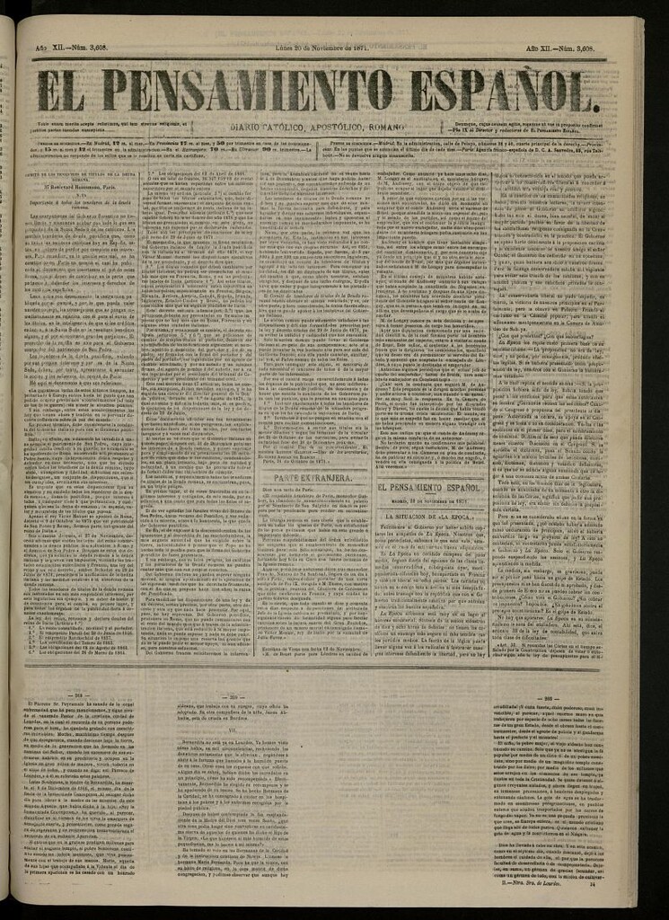 Miniatura de El Pensamiento Español del 20 de noviembre de 1871, nº 3608