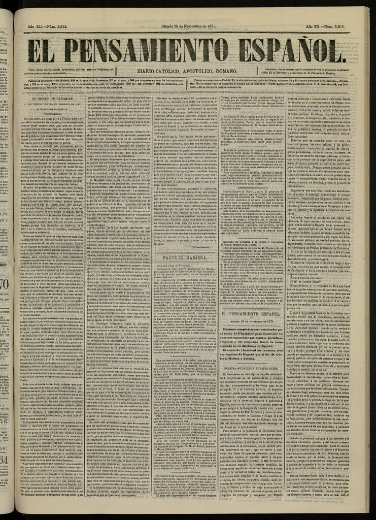 Miniatura de El Pensamiento Español del 25 de noviembre de 1871, nº 3613