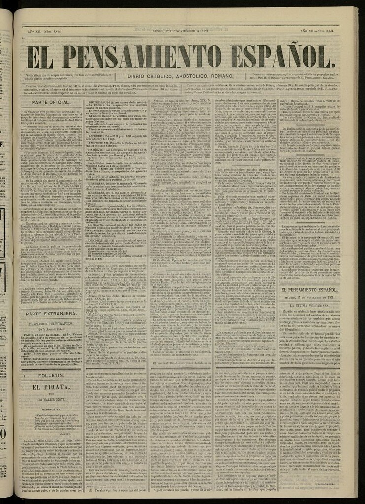 Miniatura de El Pensamiento Español del 27 de noviembre de 1871, nº 3614
