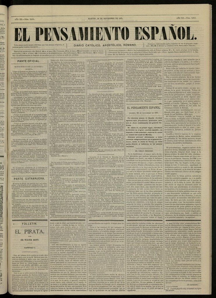 Miniatura de El Pensamiento Español del 28 de noviembre de 1871, nº 3615