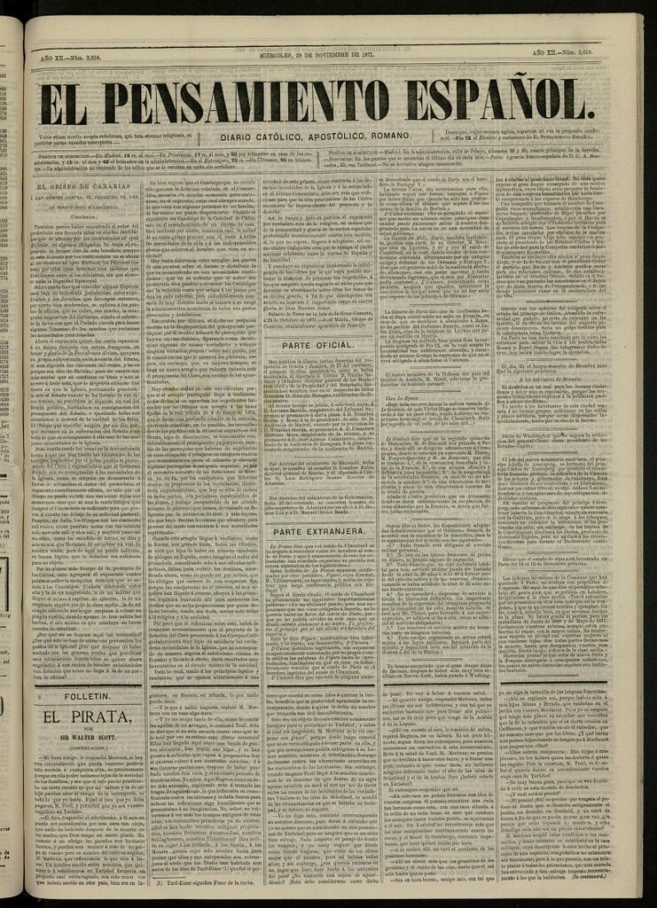 Miniatura de El Pensamiento Español del 29 de noviembre de 1871, nº 3616